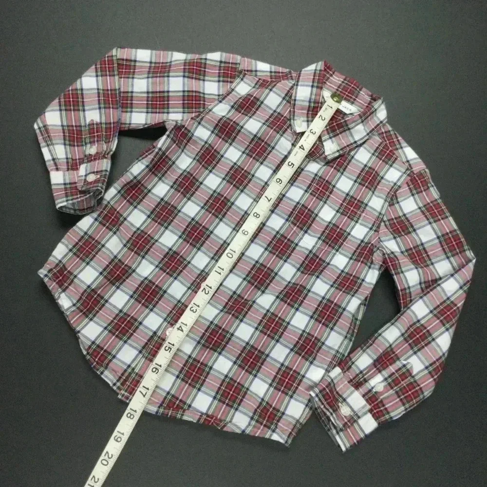 Boys Janie and Jack Shirt, Size 4, Red and White Plaid Long‎ sleeve
